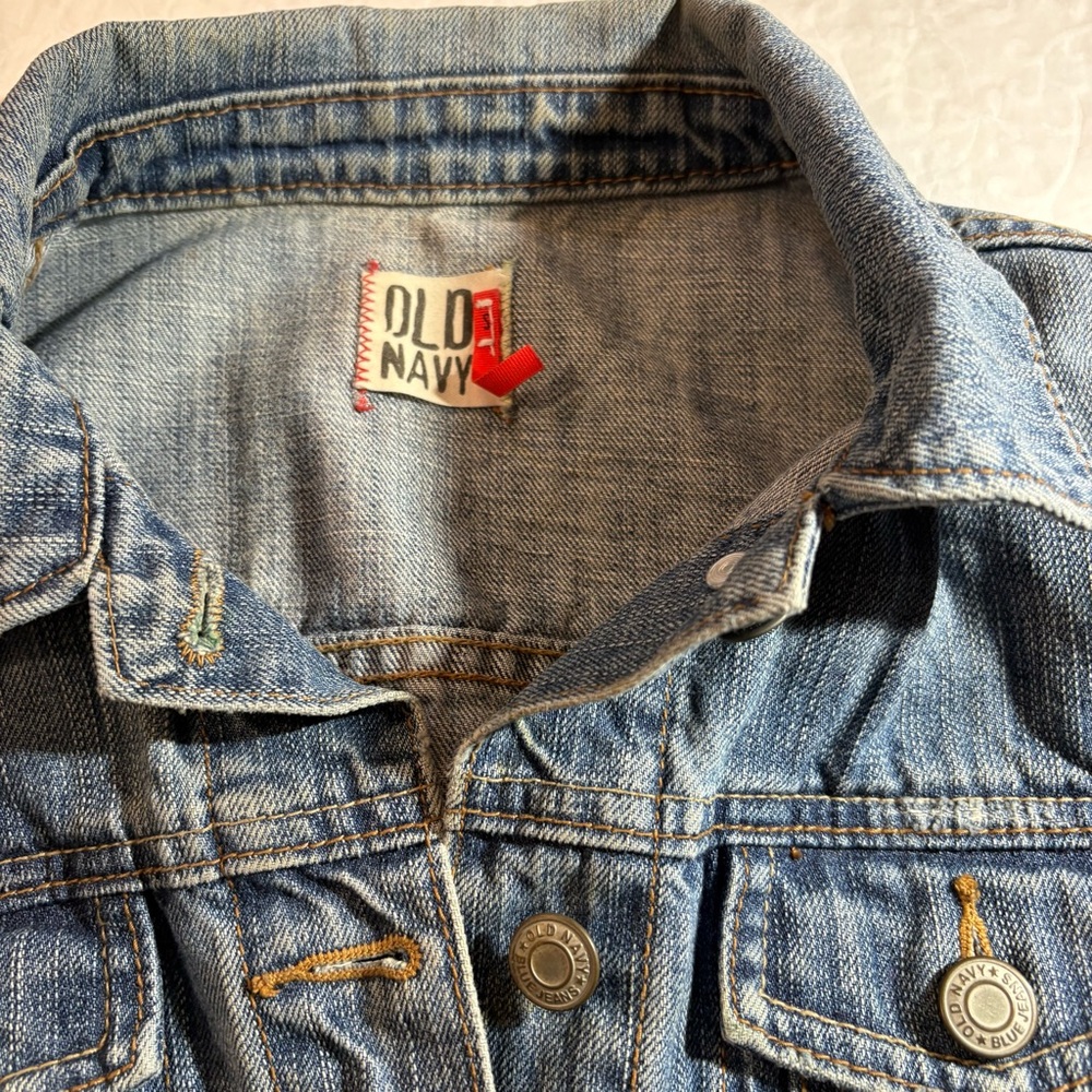 Y2K Fitted Denim Jacket 100% Cotton Cropped Jean Jacket Women’s Small - Picture 4 of 6